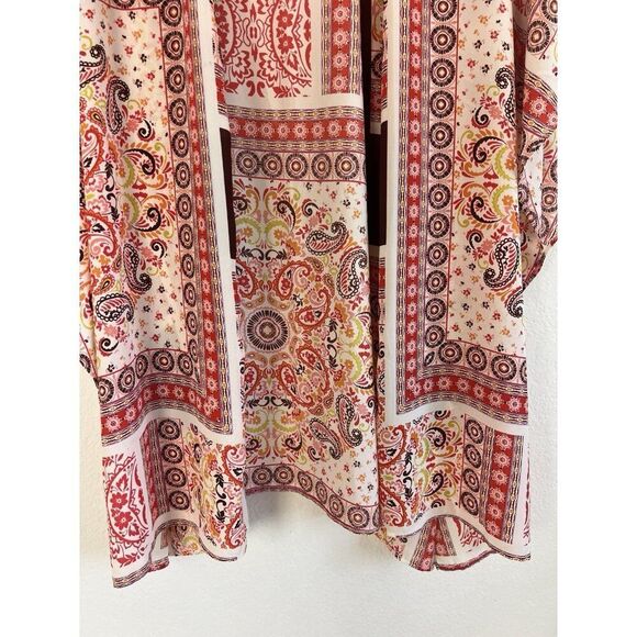 New York & Company Women's Abstract Boho Floral Print Open Front Cardigan Duster - Picture 8 of 10